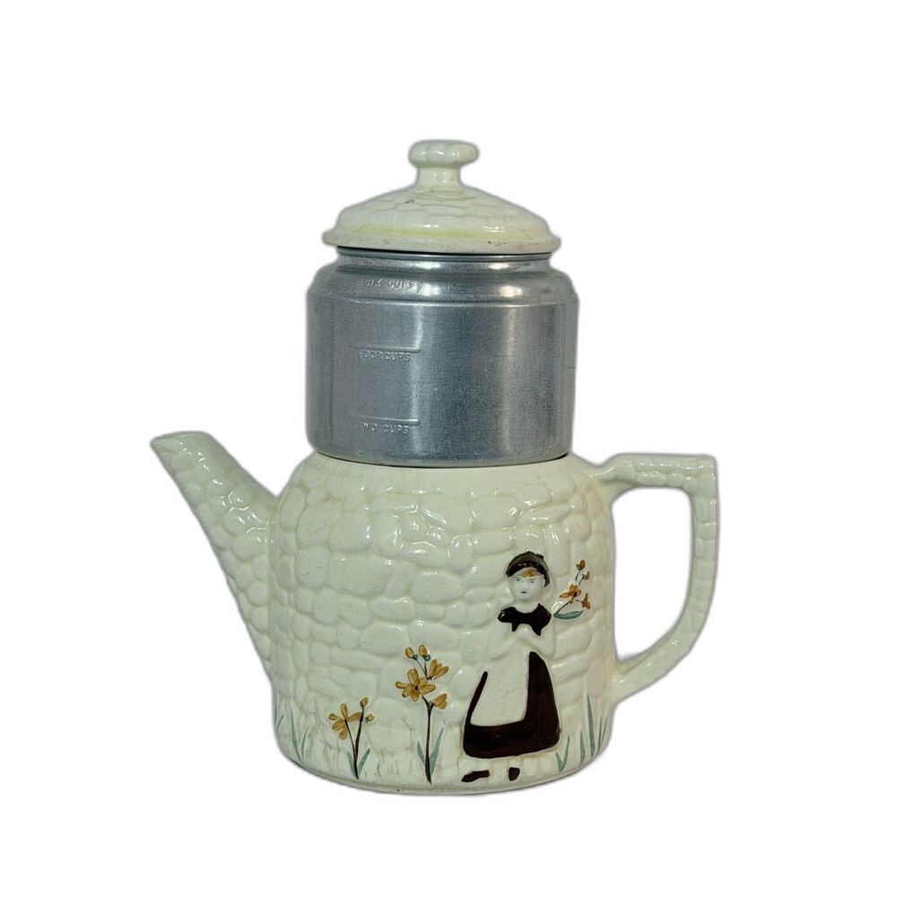 VTG Porcelier Coffee Tea Pot Strainer Diffuser Dutch Percolator Vitreous China